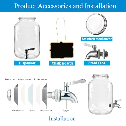 1 Gallon Glass Drinks Dispenser for Parties, Beverage Dispenser for Juice - size: 1 Gallon Dispenser