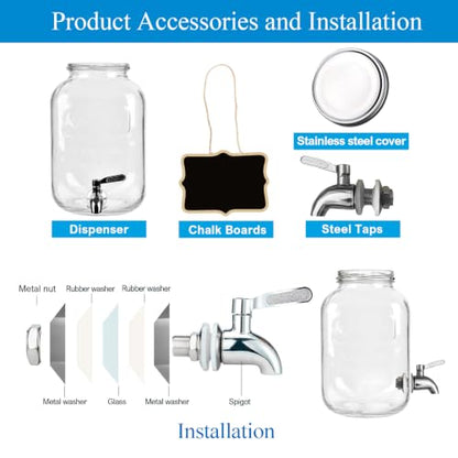 1 Gallon Glass Drinks Dispenser for Parties, Beverage Dispenser for Juice - size: 1 Gallon Dispenser