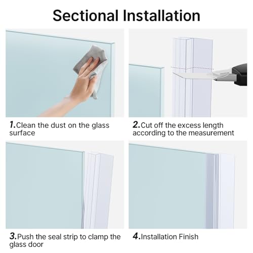 AmazerBath 5-Pack 15.75" Shower Door Side Seal Strip for 1/4"(6mm) Glass - 5-Section Segmented Shower Installation Kit, Frameless Glass Door Seal Strip - style: Side Seal 1/4