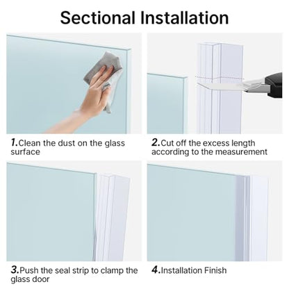 AmazerBath 5-Pack 15.75" Shower Door Side Seal Strip for 1/4"(6mm) Glass - 5-Section Segmented Shower Installation Kit, Frameless Glass Door Seal Strip - style: Side Seal 1/4