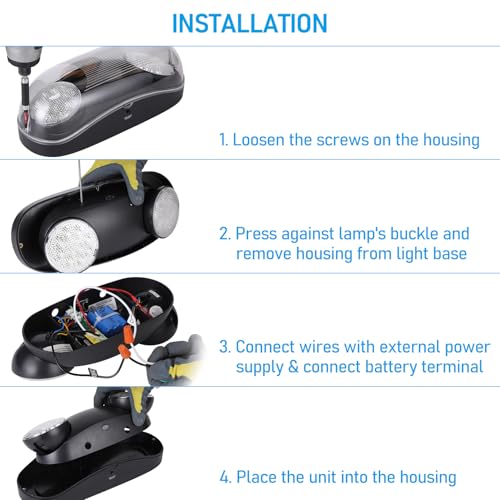 LEONLITE 4-Pack Wet Location LED Emergency Lights IP65 Waterproof Black - color: Black