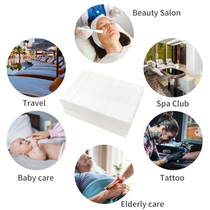 100PCS Disposable Bed Sheets, Disposable Massage Table Sheets, Disposable Bed Covers for SPA Lash Wax Tattoo Salon, Non Woven Fabric, 71" x 31" White - color: White