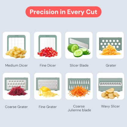 Fullstar Essential Vegetable Chopper & Mandoline Slicer 8-in-1 Kitchen Tool - color: Green