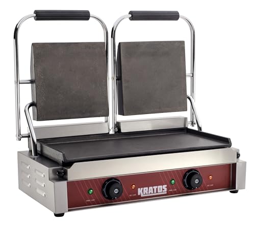 Kratos Commercial Electric Panini Sandwich Grill with Smooth Plates - size: Large w/ Smooth Plates