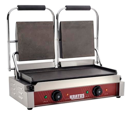 Kratos Commercial Electric Panini Sandwich Grill with Smooth Plates - size: Large w/ Smooth Plates