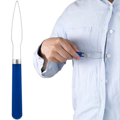 Easy Button Hook, Steel Button Helper Tool for Elderly, Blue - color: Blue, Plastic Handle, 1 Pack