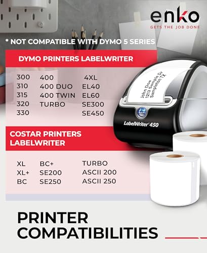 enKo 30256 6 Rolls | 1800 Address and Shipping Labels (2-5/16 x 4 in) - color: White