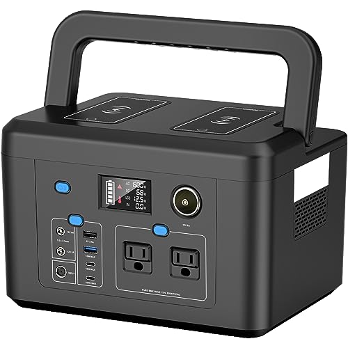 600W Portable Power Station, 296Wh Lithium Solar Generator for Camping - color: Black Blue White