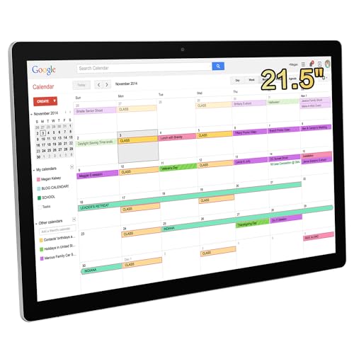 15.6 to 27 inch Touchscreen Digital Calendar & Wall Planners, Smart Whiteboard Calendar for Chore Chart & Work Schedule, Built in Speakers and Camera, Include Wall Mount & Desk Stand (21.5-inch) - size: 21.5-inch