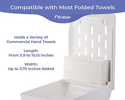 Commercial Paper Towel Dispenser Wall Mount, Holds 500 Multifold, Trifold, Z Fold, C Fold Hand Towels for Bathroom/Restroom, Office, Shop, or Home (White)