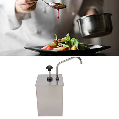 4L Soy Sauce Pump Dispenser Station Stainless Steel Single Hygienic Condiment Pump Sauce Pressing Pump for Commercial Kitchen Restaurant