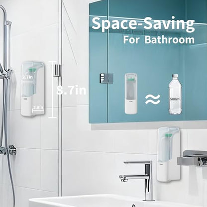 Soap Dispenser Wall Mount, 300ml No-Drill Adhesive or Screw Mounting - color: White