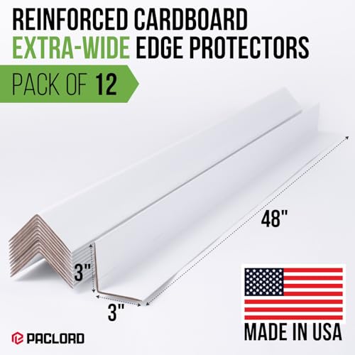 Extra-Wide 48" x 3" x 3" Reinforced Cardboard Edge Protectors - color: Thickness: 0.16", size: Pack of 12