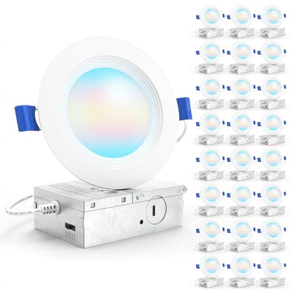 Sunco 24 Pack 4 Inch Slim Canless LED Recessed Lights, 10W 5CCT, Dimmable - size: 4"