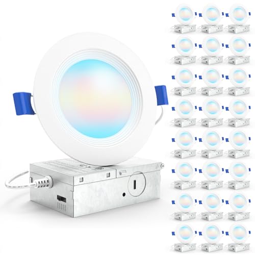 Sunco 24 Pack 4 Inch Slim Canless LED Recessed Lights, 10W 5CCT, Dimmable - size: 4"