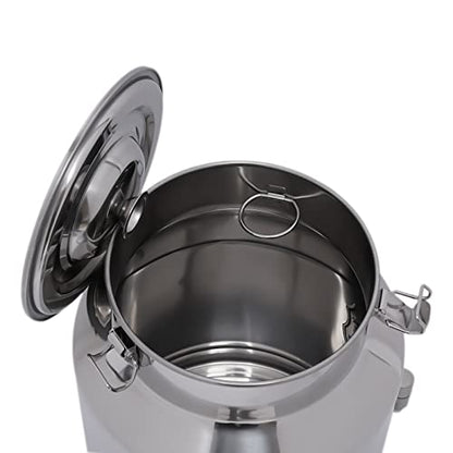 304 Stainless Steel Milk Bucket With Faucet, Large Liquid Container Storage,Milk Bucket With Sealing Lid and Carry Handle,for Wine, Oil Storage Transport (28L/7.4 Gal,w/Faucet) - size: 28L/7.4 Gal,w/Faucet
