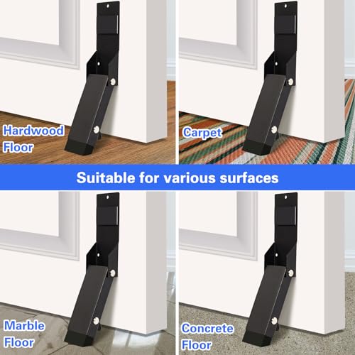 Door Stoppers Adhesive, Kick Down Door Stop Holder Keep Door Open, Door Stops for Bottom of Door, One Touch Rubber Doorstop, Self-Adhesive or Screw Easy Install, Upgraded Anti-Slip Rubber