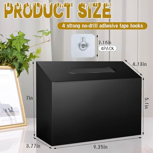 Acrylic Hand Towel Box Cover Holder for Kleenex, Disposable Paper Hand Towels Holder, Bottom Pull-Out & Wall-Mounted, Paper Towel Dispenser Suitable for Home, Office, Bathroom (Glossy Black) - color: Black