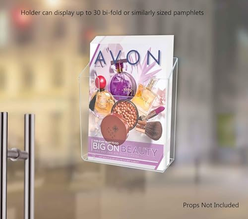 Marketing Holders Suction Cup Half Sheet Display Rack Holds 6 Inch Wide Graphic Flyers Glass Wall or Window Mount Single Leaflet Trade Show and Expos Accessories Single Pocket Clear Plastic