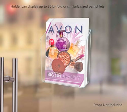 Marketing Holders Suction Cup Half Sheet Display Rack Holds 6 Inch Wide Graphic Flyers Glass Wall or Window Mount Single Leaflet Trade Show and Expos Accessories Single Pocket Clear Plastic