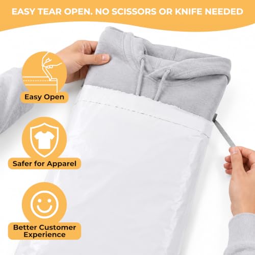 Metronic Poly Mailers 14.5x19 100Pcs White Large Shipping Bags for Clothes - color: White, size: 14.5x19 100PC - Upgraded Version