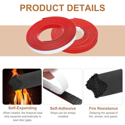 Smoke Fire Seal Strip 9.8Ft 12mm/0.47" Wx 2mm/0.08" T Red - color: Red, size: 9.8FT x 12mm / 0.47" W x 2mm / 0.08" T