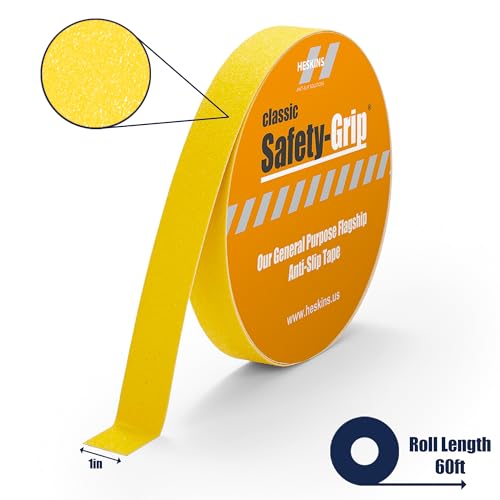 Heskins LLC Yellow Standard Safety Grip Anti Slip Tape (1" x 60ft) - size: 1" x 60ft