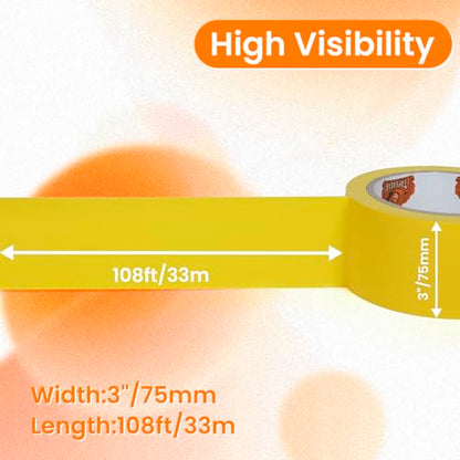 TAPEBEAR Floor Tape Yellow Vinyl Tape 3" x 36 yds Safety Warning Stripe - color: Yellow, size: 3" x 36Yards