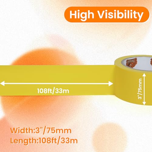 TAPEBEAR Floor Tape Yellow Vinyl Tape 3" x 36 yds Safety Warning Stripe - color: Yellow, size: 3" x 36Yards