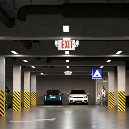 Gruenlich Exit Sign with Emergency Light, Battery Backup, 6 Pack - size: 6-Pack