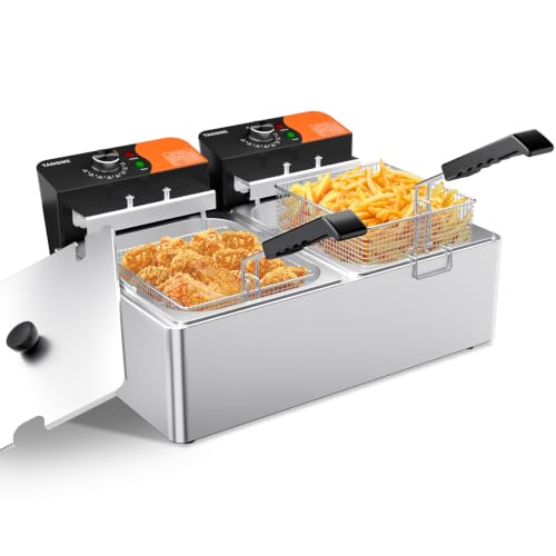 TANGME Commercial Deep Fryer, 3400W Electric Countertop Fryer with Baskets - size: 12L