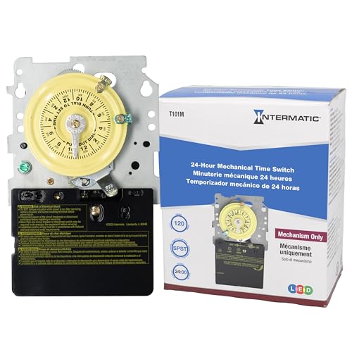Intermatic T101M 24-Hour Mechanical Timer (Mechanism Only) - 120V SPST, Heavy-Duty Programmable Switch Timer, 40 Amp Load Control - Ideal for Pool Pumps, Water Heaters, Lighting, and HVAC