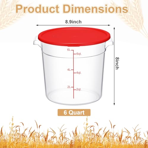 Suclain 4 Pcs 6 Quart Food Storage Container with Lids, Red - color: Red