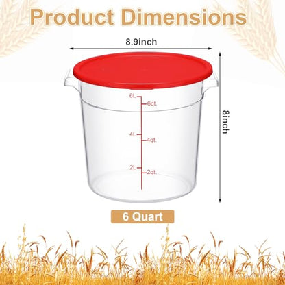 Suclain 4 Pcs 6 Quart Food Storage Container with Lids, Red - color: Red