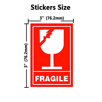 Fragile Glass Stickers - Handle with Care, 2x3 Inch, 300 Pcs Per Roll
