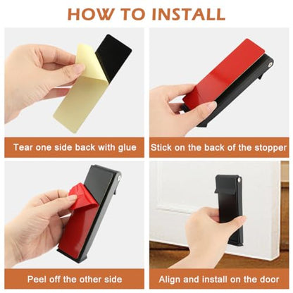 Kickdown Door Stopper, Stainless Steel Door Holder Door Stops for Bottom of Door Hold Open Folding Door Stop Heavy Duty Door Stops(Black)