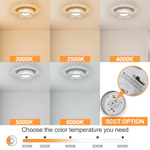 11 Inch Dimmable Luxury Crystal LED Flush Mount Ceiling Light - color: Chrome, size: 11 Inch