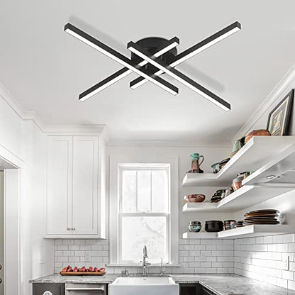 Modern LED Ceiling Light, Flush Mount Ceiling Light Fixture Black Dimmable LED Ceiling Lamps, Black Ceiling Light for Kitchen Island, Dining Room, Bedroom - size: 4-light