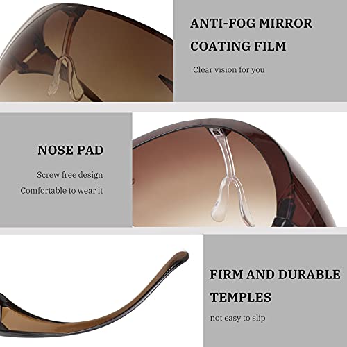 FEISEDY Full Face Shield Sunglasses – Anti-Fog UV400 Mirror Visor - color: 006 Gradient Brown