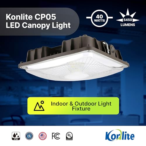 Konlite - 40W (5450LM) Residential & Commercial Indoor & Outdoor Lights for Shops, Garages & More, Outdoor Light Fixture, UL, Dark Bronze - color: Bronze, size: 1 PACK - 40W