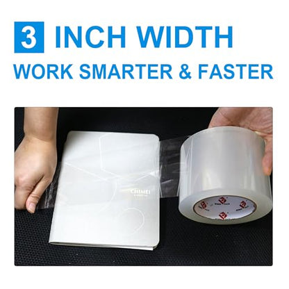 BOMEI PACK 3" Clear Wide Packing Tape 2 Rolls, Total 110Y - 3 inch x 55 Yards, 2.4 mil Thick, Heavy Duty 3 Inch Wide Packaging Tape for Shipping, Mailing, Moving & Storage