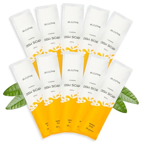 Foaming Dish Soap Refill Eco Friendly (10pk), Concentrated Powder Refills Make 10 Bottles x12 oz each of Foam Dish Soap, Zero Waste, Gentle on Hands (Mango Bliss) - style: 10 Pack Refills-Mango Bliss