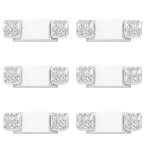 LED Emergency Lights, Two Head Adjustable Commercial Emergency Lights for Business, Power Outages, with Backup Battery (90 Minutes), Hard Wired, 120-277V Fire Resistant (94V-0) UL
