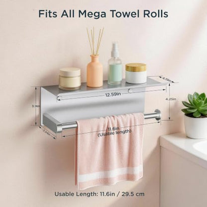 FORIOUS Wall Mount Paper Towel Holder with Shelf, Stainless Steel - color: Sliver