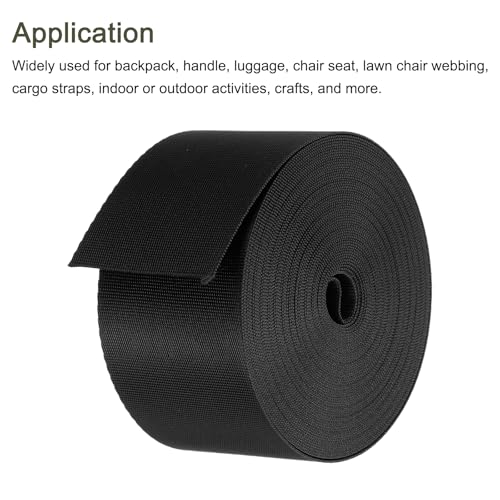 MECCANIXITY Flat Nylon Webbing Strap 2 Inch 10 Yards Black - color: Black, size: 2 Inch x 10 Yards