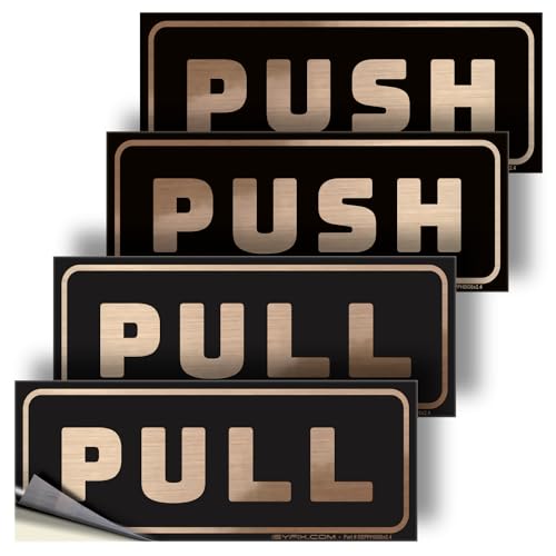 iSYFIX Push Pull Stickers Sign, 6x2.4 Inch, 2 Pack, Brushed Gold/Black - color: Brushed Gold / Black, size: Horizontal 2.4x6