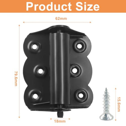 Bivethoi 3 Pcs Door Spring Hinges, Steel Black Self-Closing