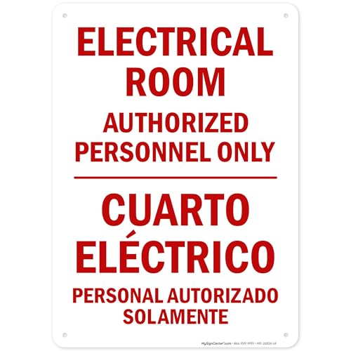 Electrical Room Authorized Personnel Only Bilingual Sign, 10x14 Inches, Rust Free .040 Aluminum, Fade Resistant, Made in USA by My Sign Center - size: 10x14 Aluminum