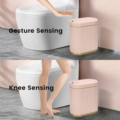 ELPHECO Motion Sensor Bathroom Trash Can with Lid 2 Gal Automatic Trash Can - color: Pink Gold