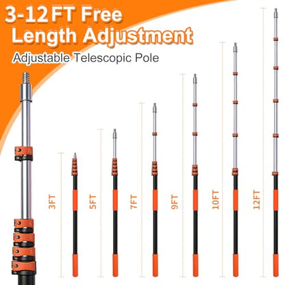 18FT Reach Duster Kit, Dual Lock for Ceiling Fan & Window Cleaning - size: 3-12FT